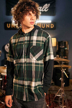 Springfield Checked combined overshirt green