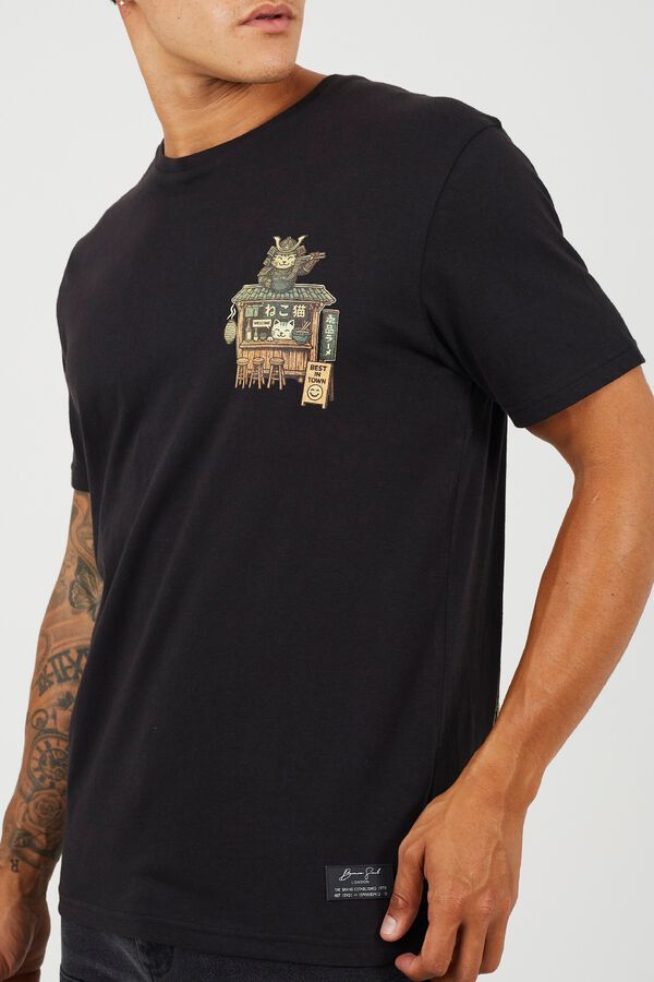 Brave Soul Camiseta manga corta print oriental negro