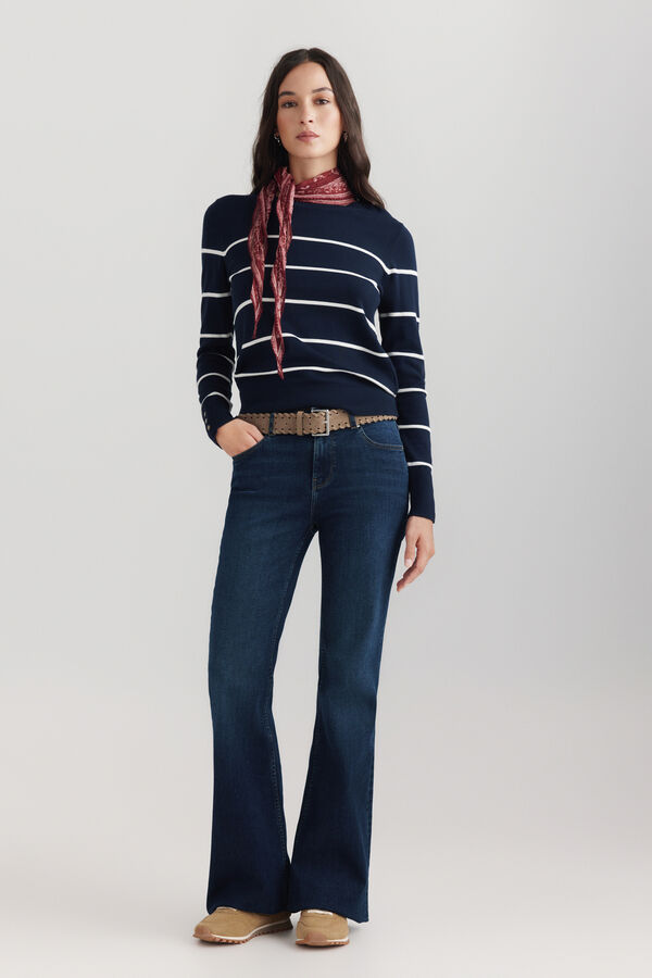 Springfield Basic fine knit buttoned jumper blue