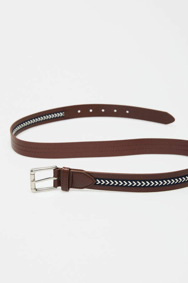 Springfield Faux leather belt with ethnic motifs brown