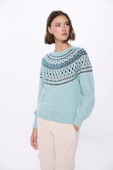 Springfield Lurex jacquard jumper green water