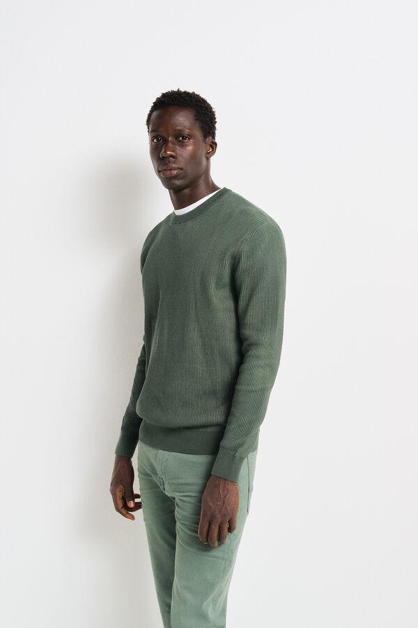 Springfield Two-tone textured jumper green