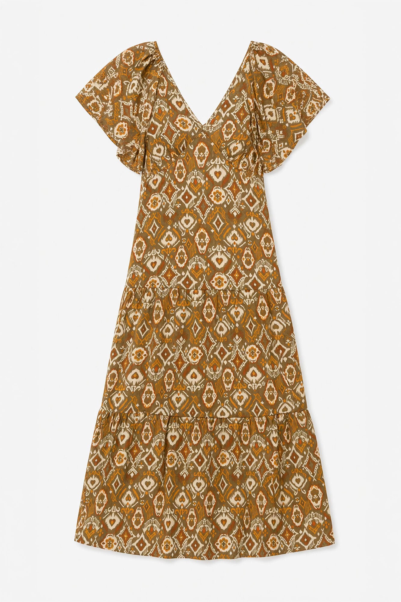 Springfield Printed ruffle midi dress