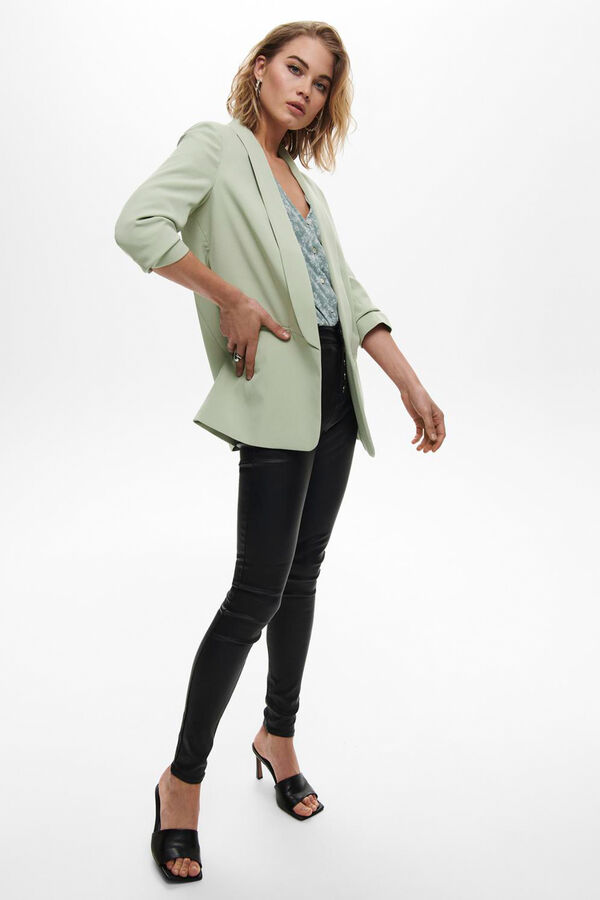 Only Blazer de manga a 3/4 com lapelas bege