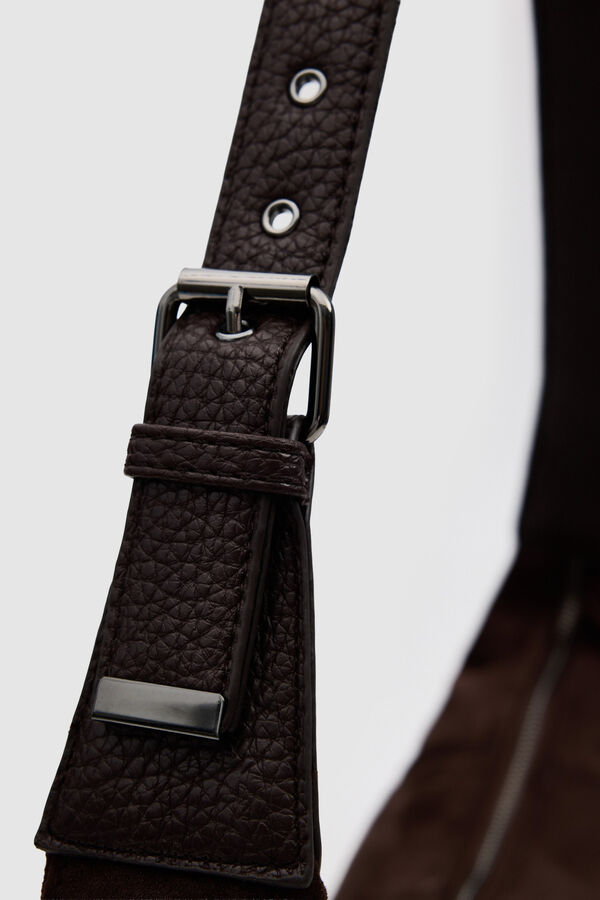 Inside Faux leather crossbody bag nude