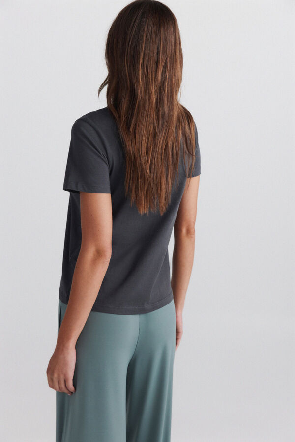 Springfield Studded text short sleeve T-shirt grey