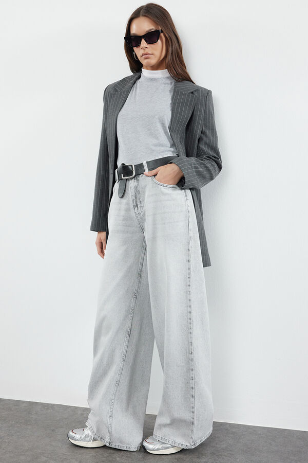 Trendyol Jeans wide leg de cintura alta cinzento