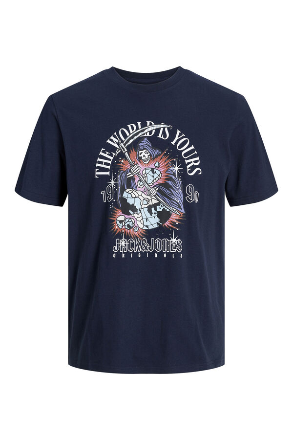 Springfield PLUS Short-sleeved printed T-shirt navy