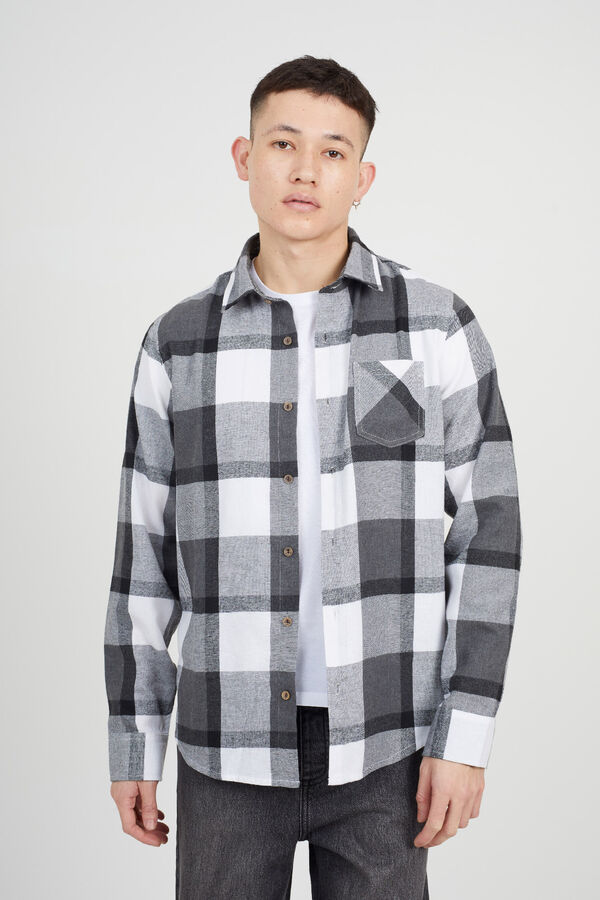 Brave Soul Camisa xadrez cinzento