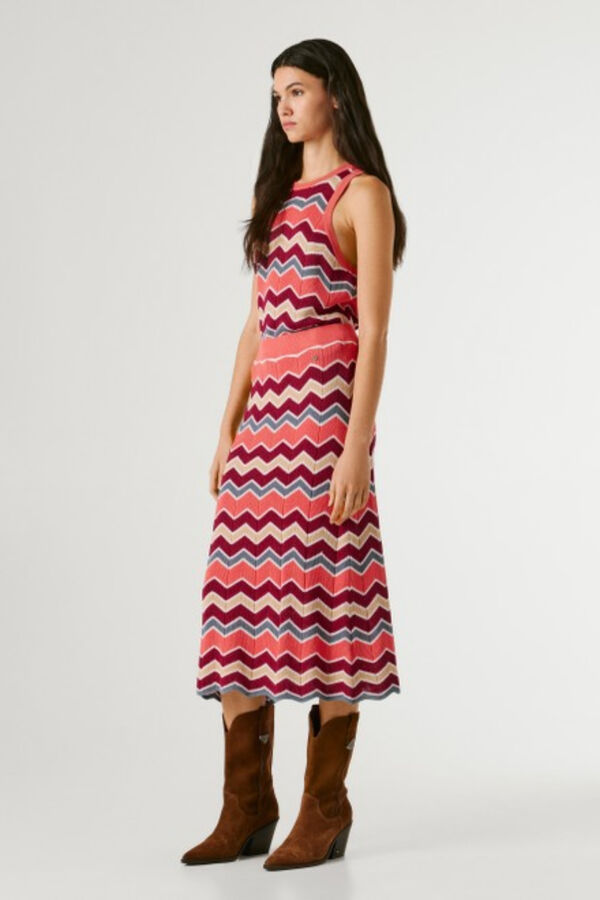 Pepe Jeans Jersey-knit long skirt red