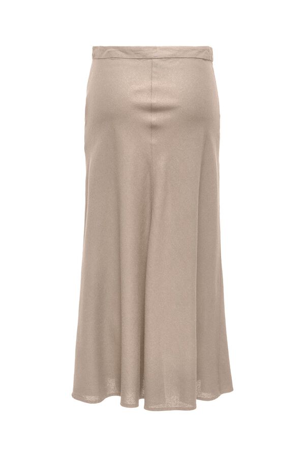 Only Falda midi de lino beige