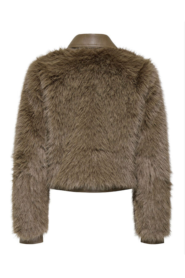 Only Short faux fur jacket Braon