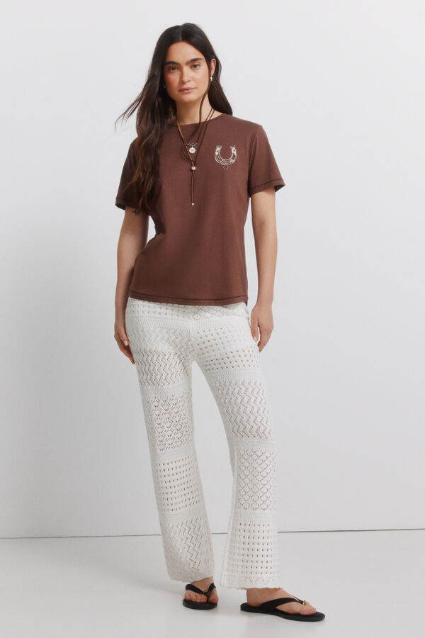 Springfield Pointelle long trousers brown