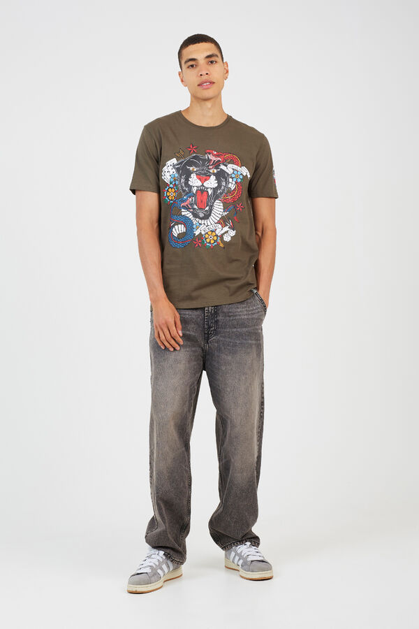 Brave Soul Camiseta manga corta estampada kaki