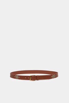 Springfield Faux leather belt with ethnic motifs srednja bež