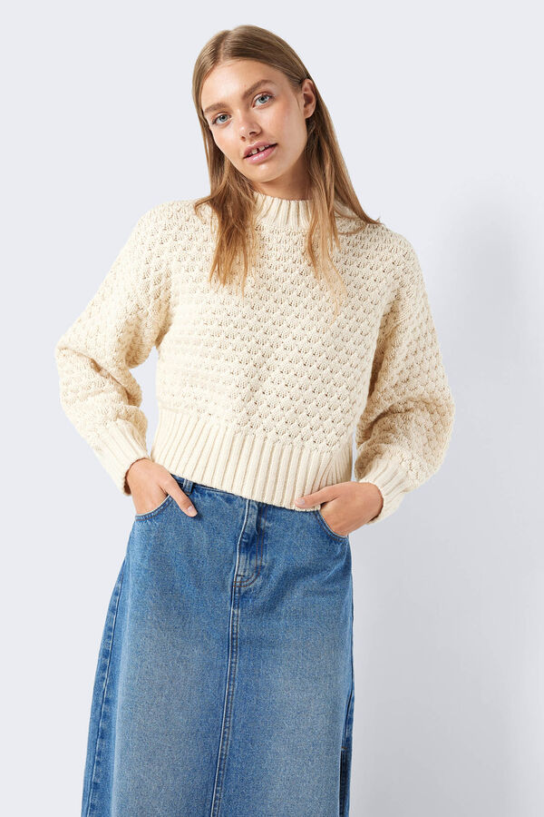 Springfield Open-knit mock neck jumper white