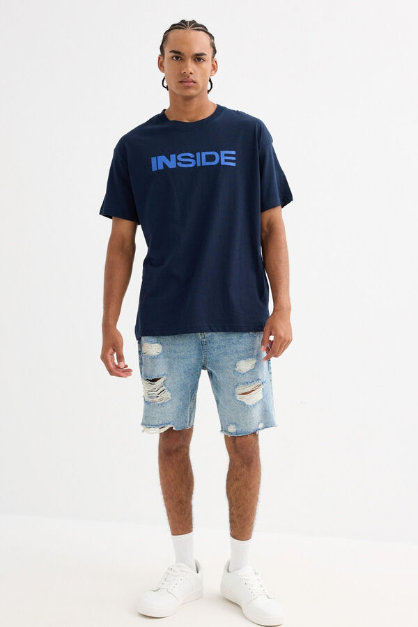 Inside Camiseta oversized manga corta azul