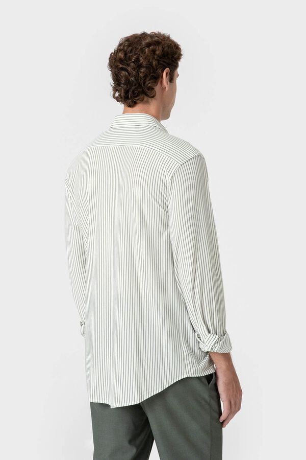 Celopman Striped jersey-knit Oxford shirt green