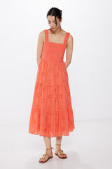 Springfield Midi haljina sa schiffli vezom narančasta