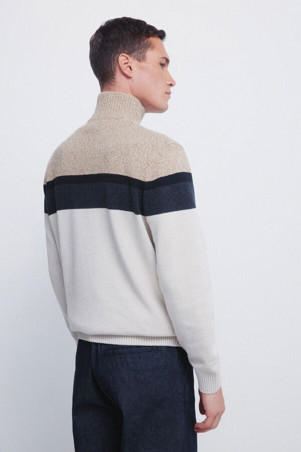 Springfield Color block zip fastening jumper grey