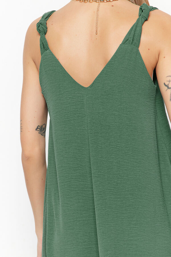 Trendyol Vestido midi escote en pico kaki