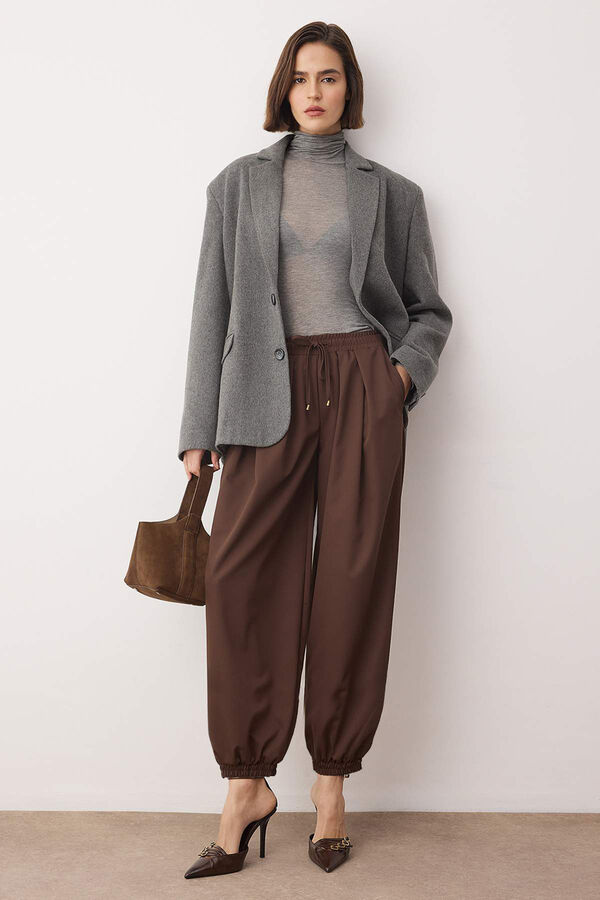 Trendyol Pantalones bombachos flu&iacute;dos marr&oacute;n