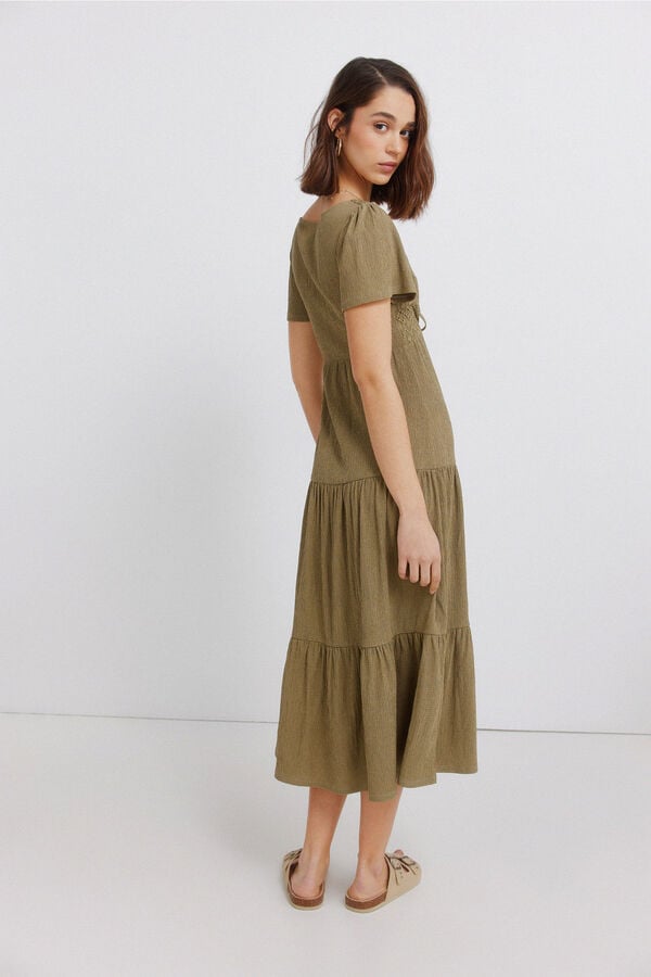 Springfield Robe midi &agrave; volants beige