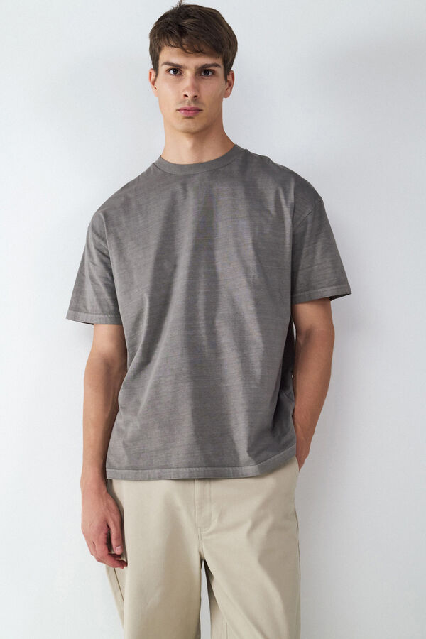 Balmohk Relaxed, washed-effect short sleeve T-shirt grey