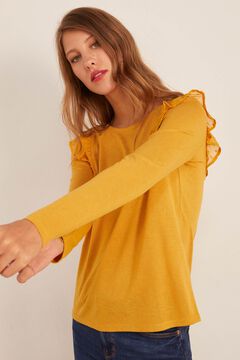 Springfield Fodros, magashímzéses póló sárga