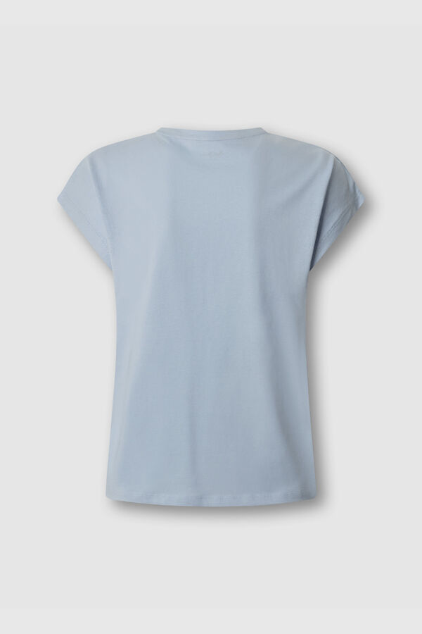 Pepe Jeans T-shirt logo de manga curta azul
