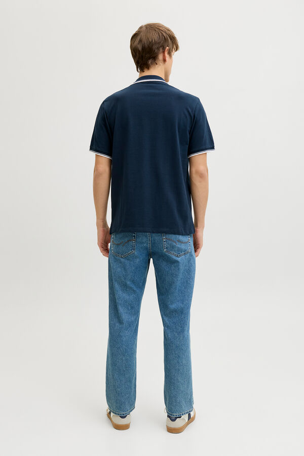 JJ REBEL Polo regular fit punto piqu&eacute; azul