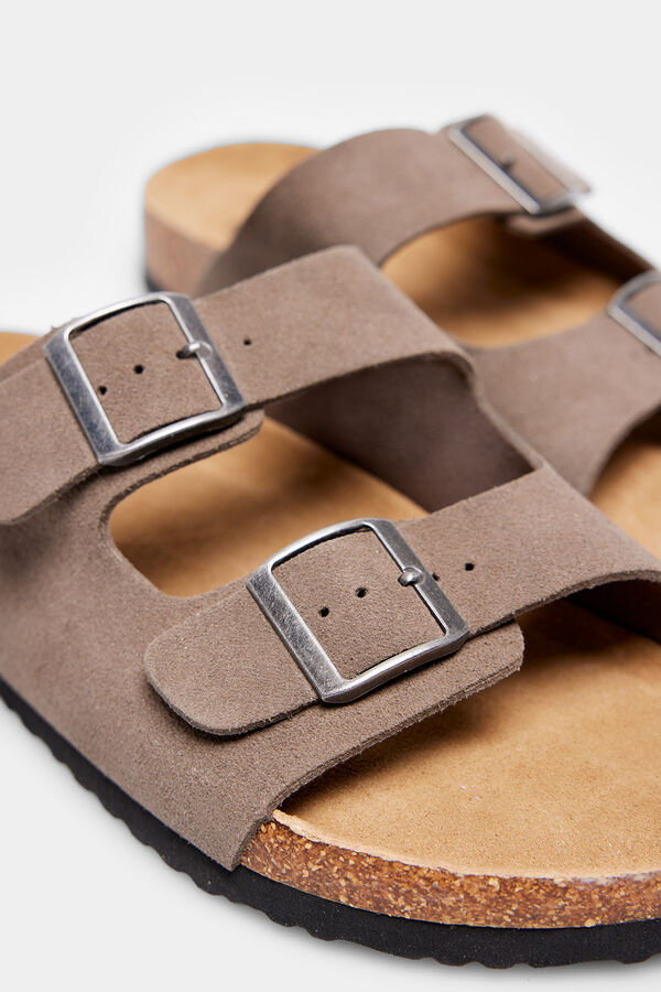 Springfield Split leather sandal with buckles camel