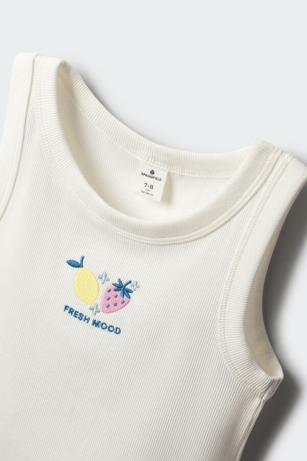 Springfield Kids Top bordado frutas ni&ntilde;a marfil