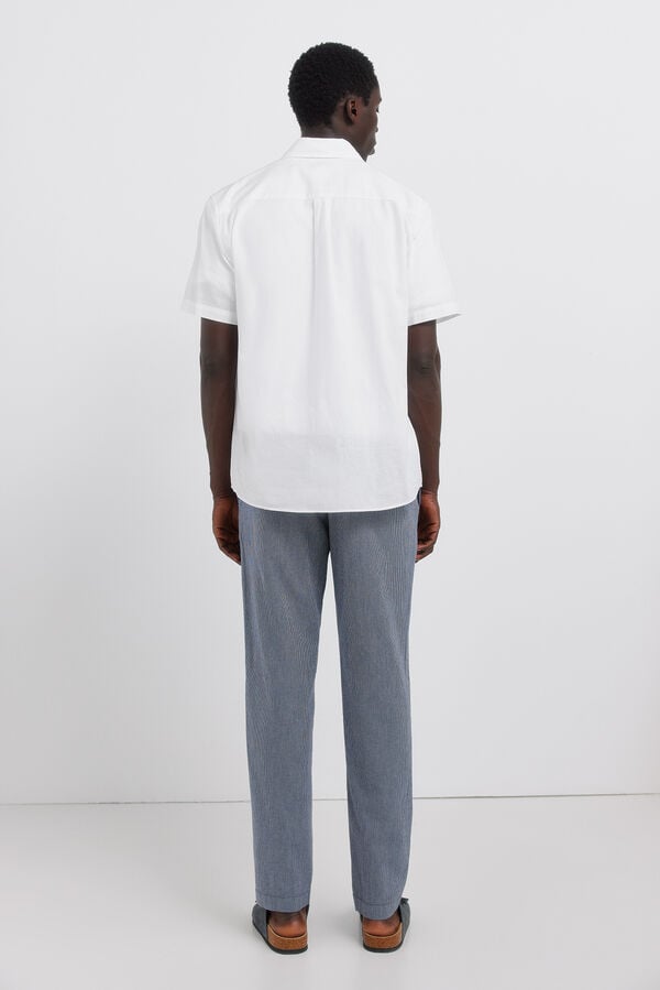 Springfield Striped linen straight fit chinos blue