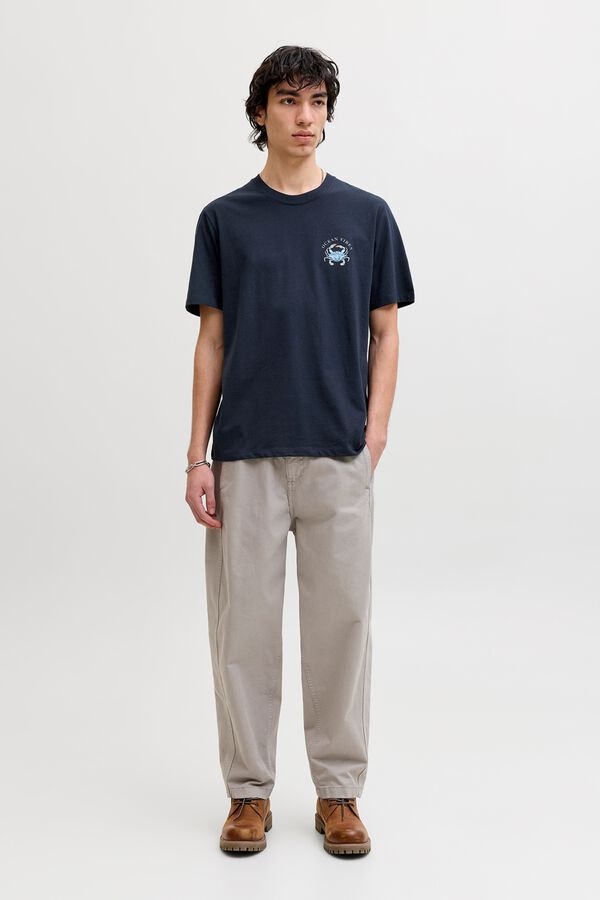 Jack & Jones Loose Fit Baumwoll-T-Shirt Blau