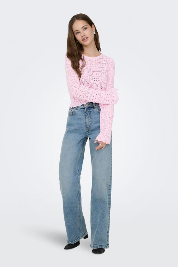 Only Jersey calado cropped rosa