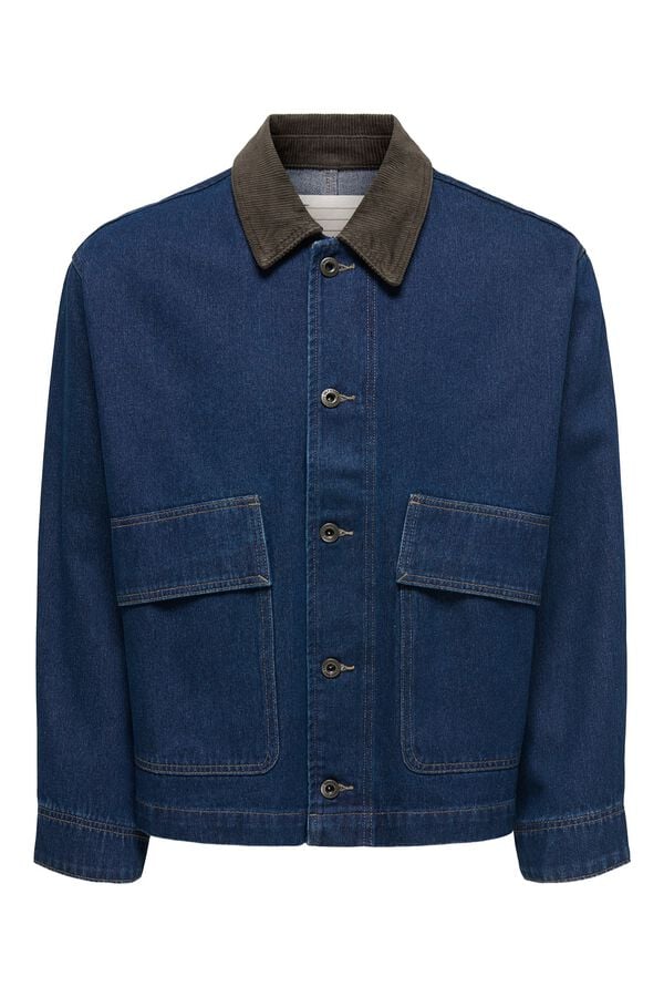 Only & Sons Contrast collar denim jacket blue