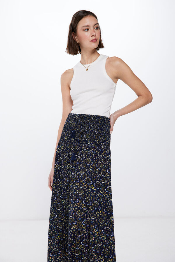 Springfield Long printed skirt blue