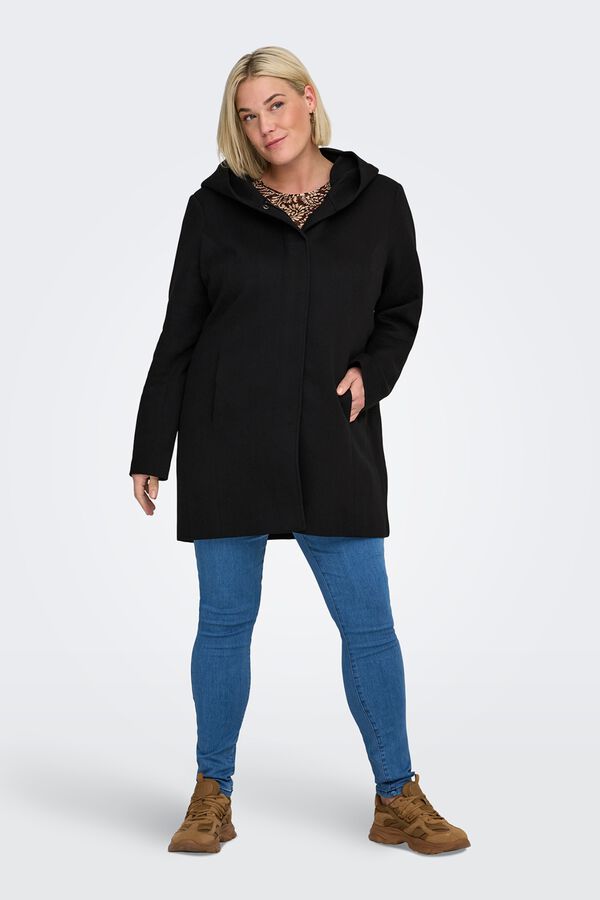 Only Carmakoma Midi cloth coat plus size black