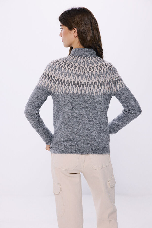 Springfield Pullover aus Lurex- Jacquard mit Nieten grau