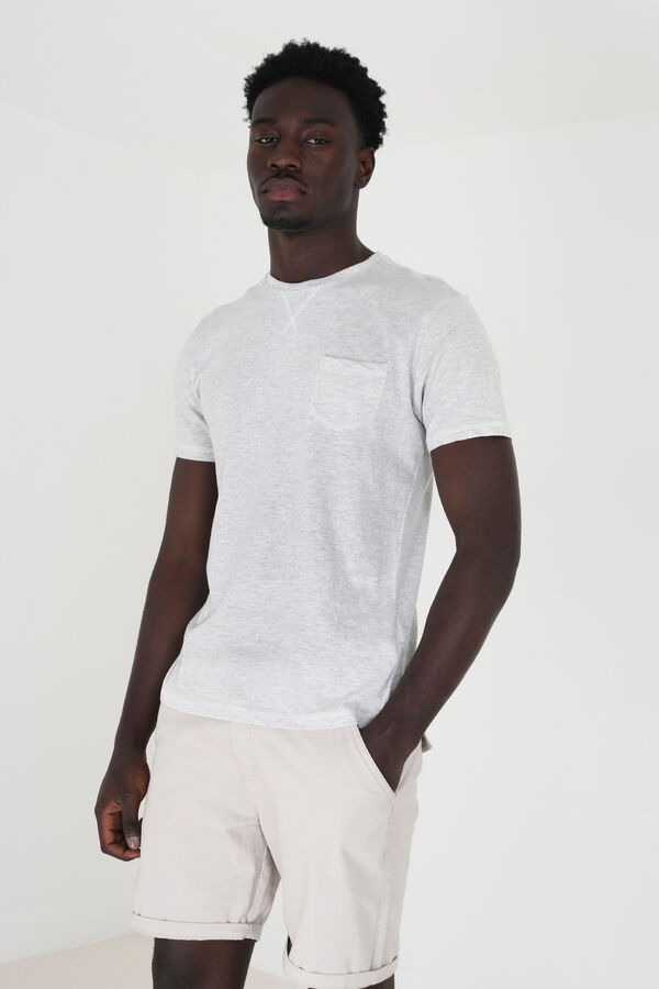 Brave Soul Camiseta b&aacute;sica de manga corta gris