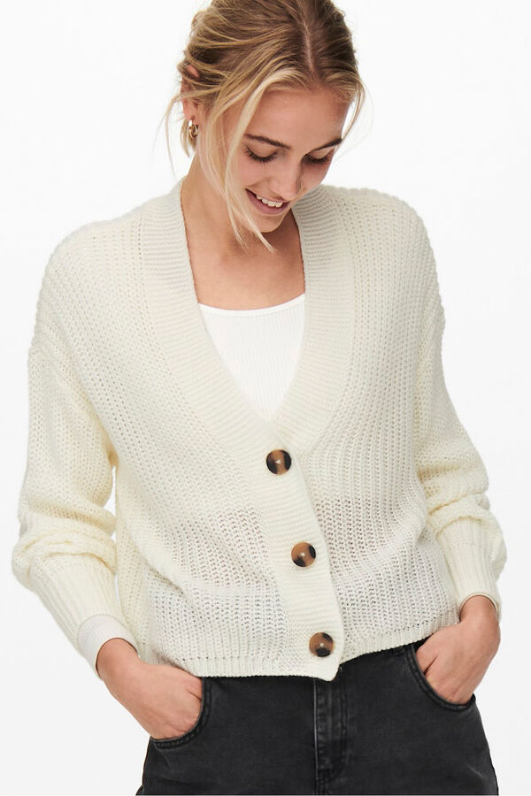 Only Cardigan button fastening white