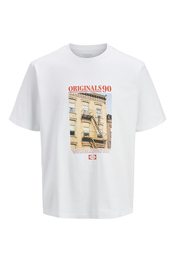 Jack & Jones Camiseta loose fit estampa marfil