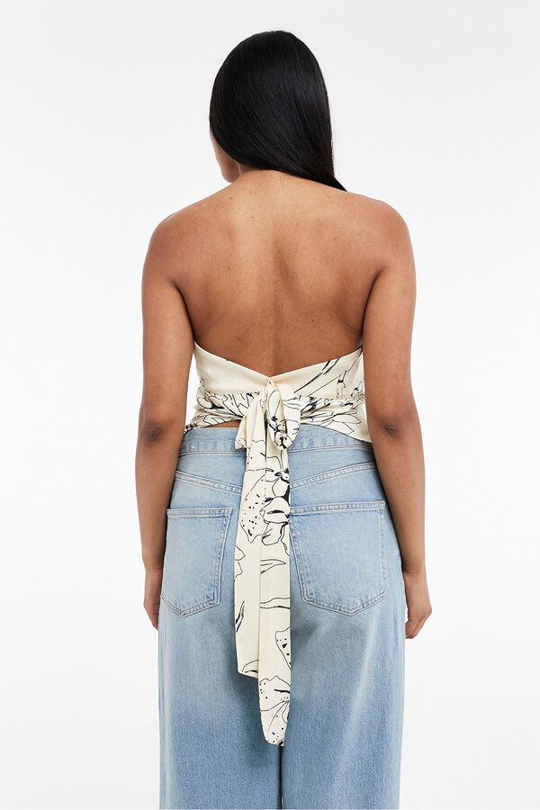 Topshop Top palabra de honor estampado blanco