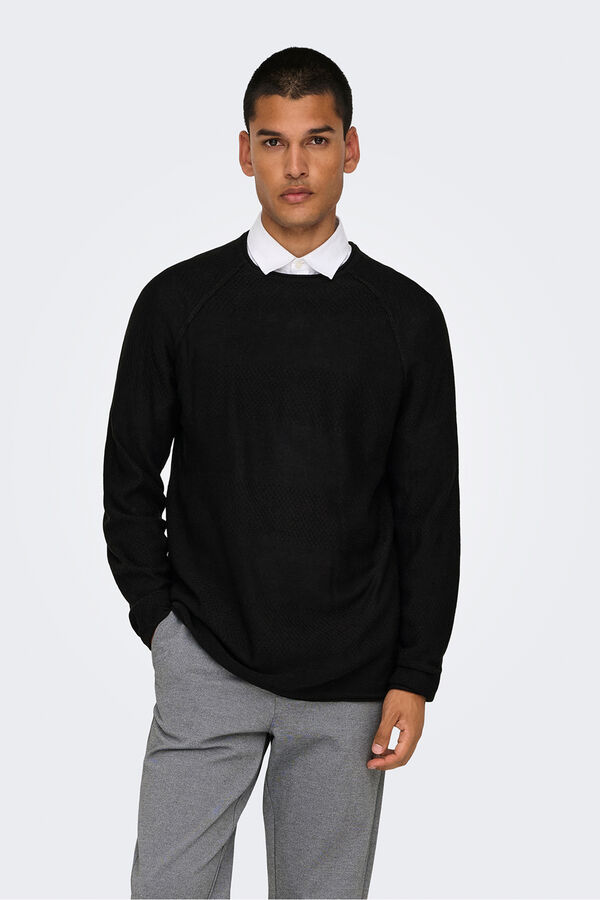 Only & Sons Jumper round neck. black