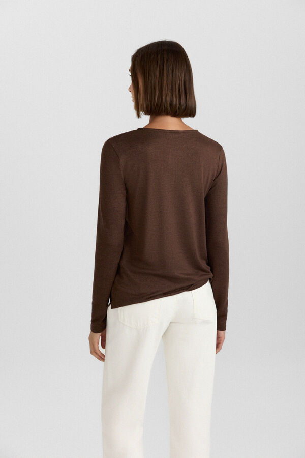 Springfield Crochet shoulder long sleeve T-shirt brown