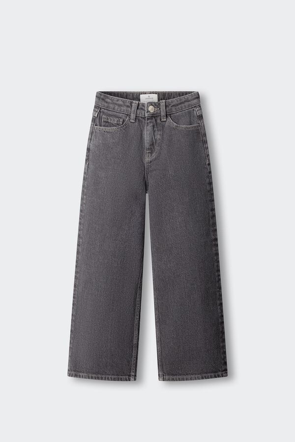 Springfield Kids Girls' basic denim wide leg trousers grey