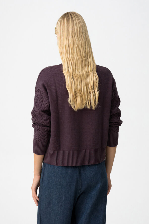 Tiffosi Jersey de Punto Trenzado burdeos