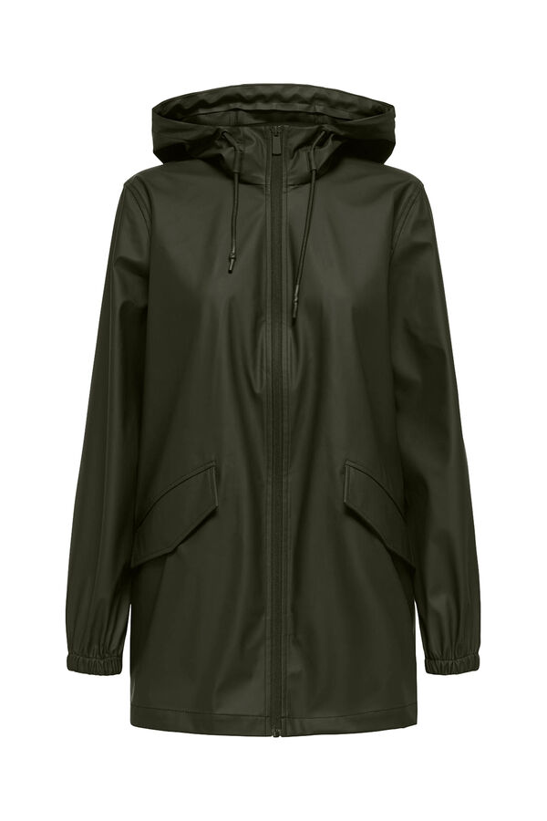JDY Imperme&aacute;vel com capuz verde