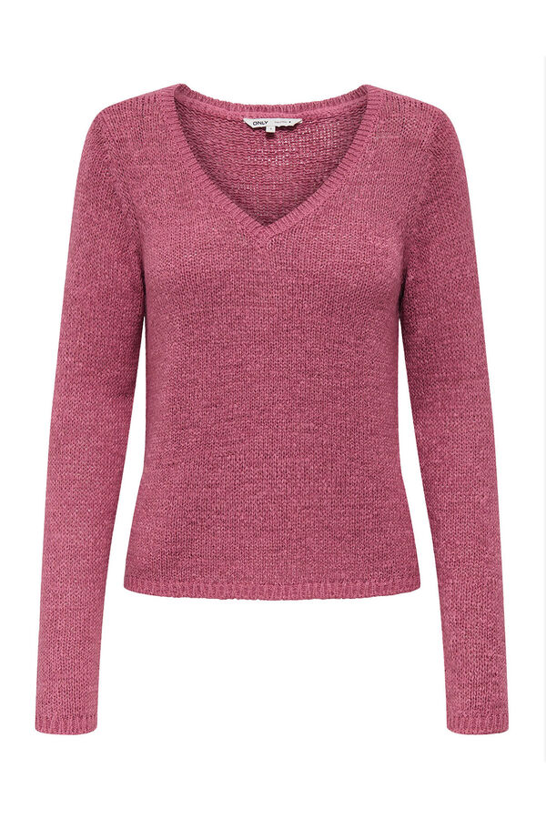 Only Jersey de cuello de pico rosa